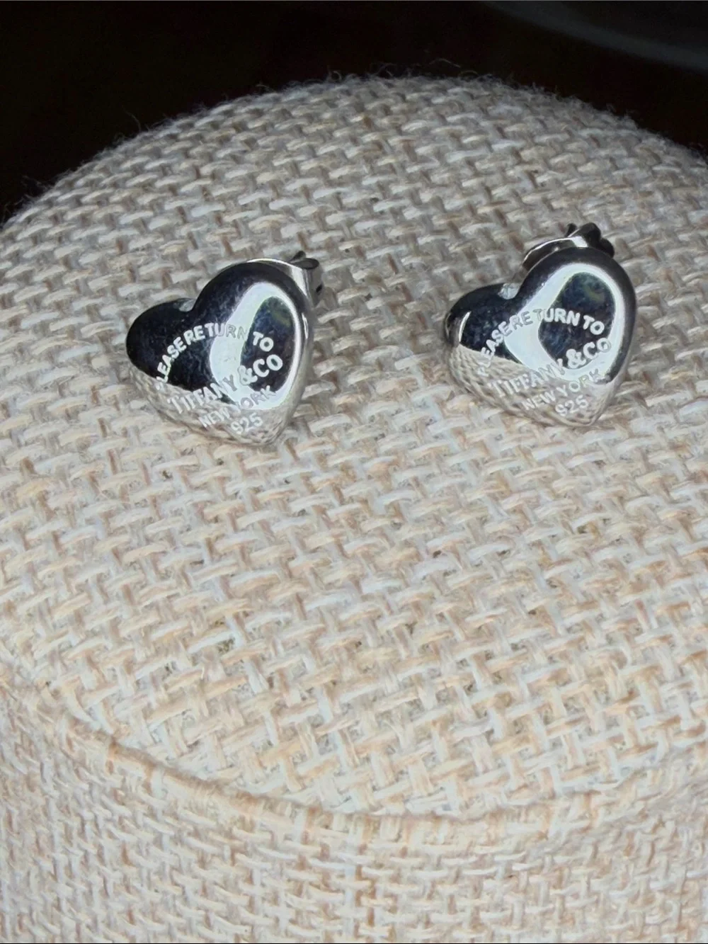 T & Co.  Silver Tone Heart Stud Earrings